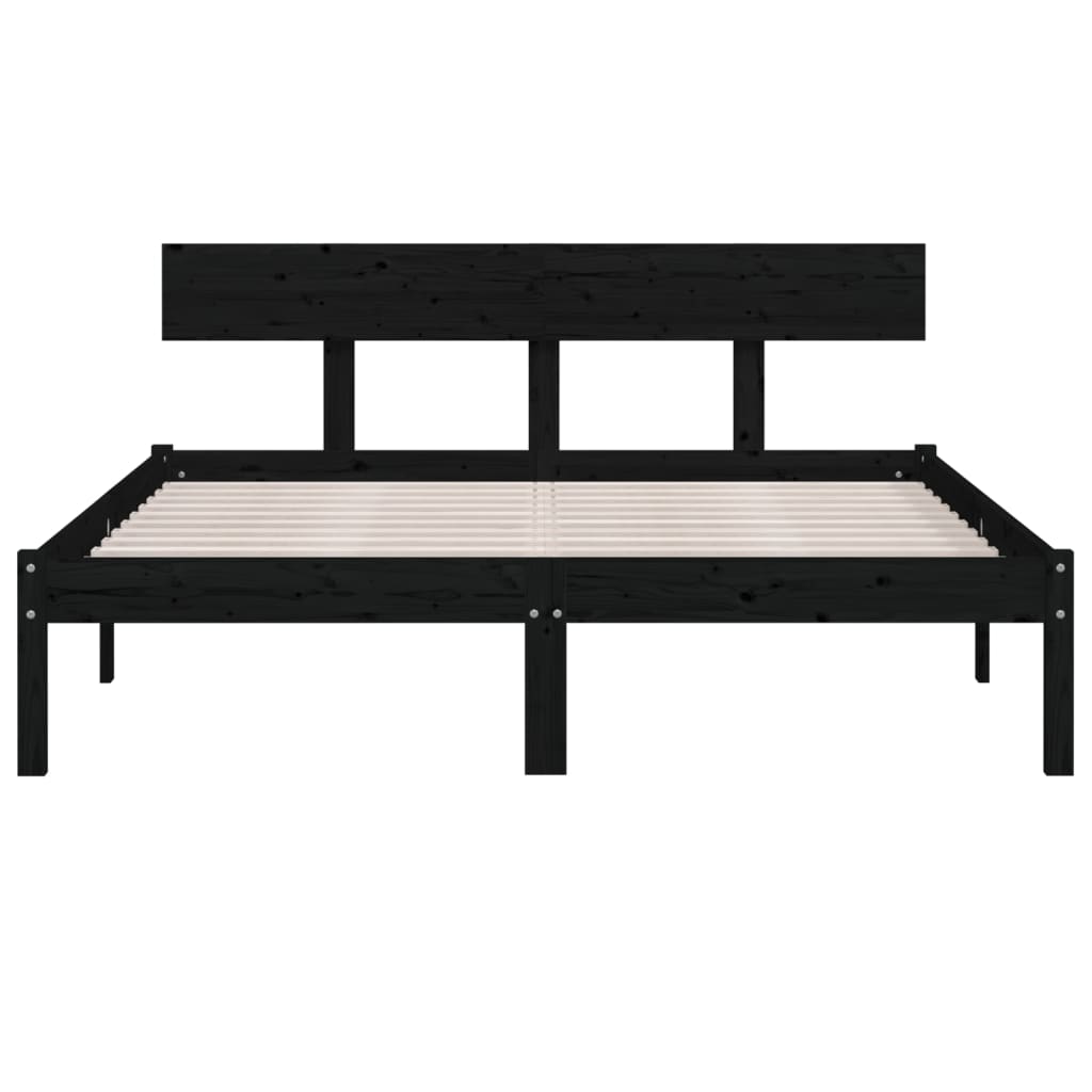 Sängram svart massiv furu 140x190 cm