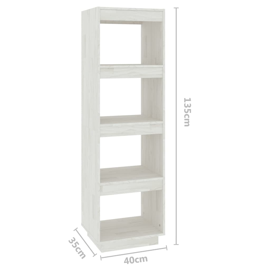 Bokhylla/Rumsavdelare vit 40x35x135 cm massiv furu