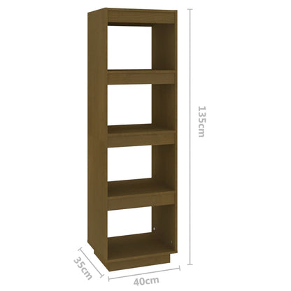 Bokhylla/Rumsavdelare honungsbrun 40x35x135 cm massiv furu