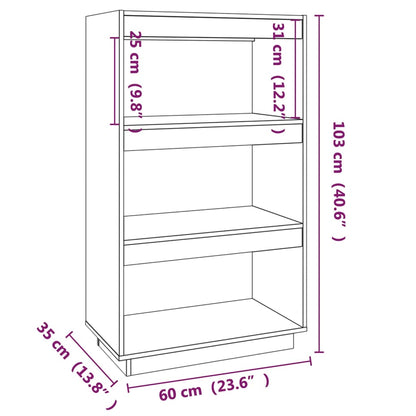 Bokhylla/rumsavdelare 60x35x103 cm massiv furu