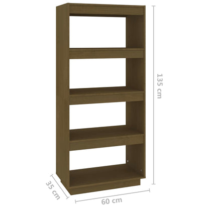 Bokhylla/Rumsavdelare honungsbrun 60x35x135 cm massiv furu