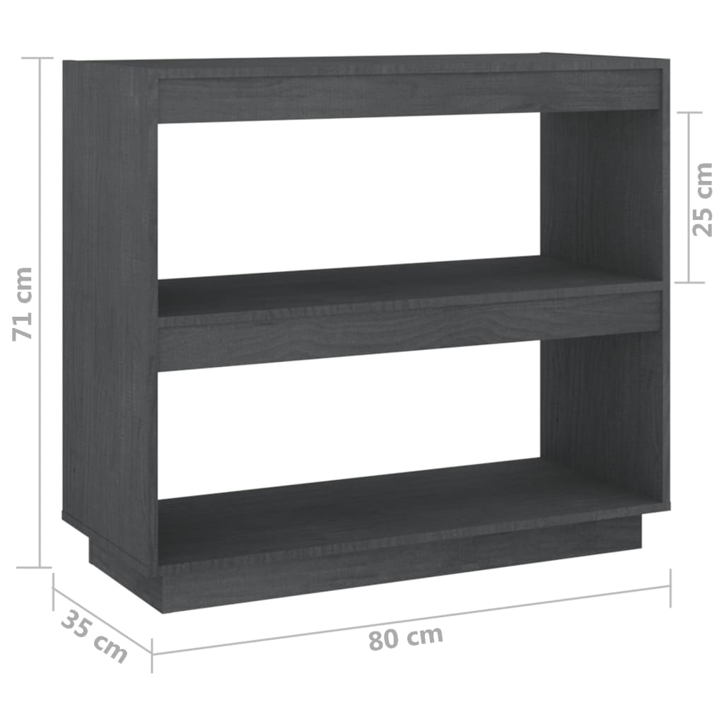 Bokhylla grå 80x35x71 cm massiv furu