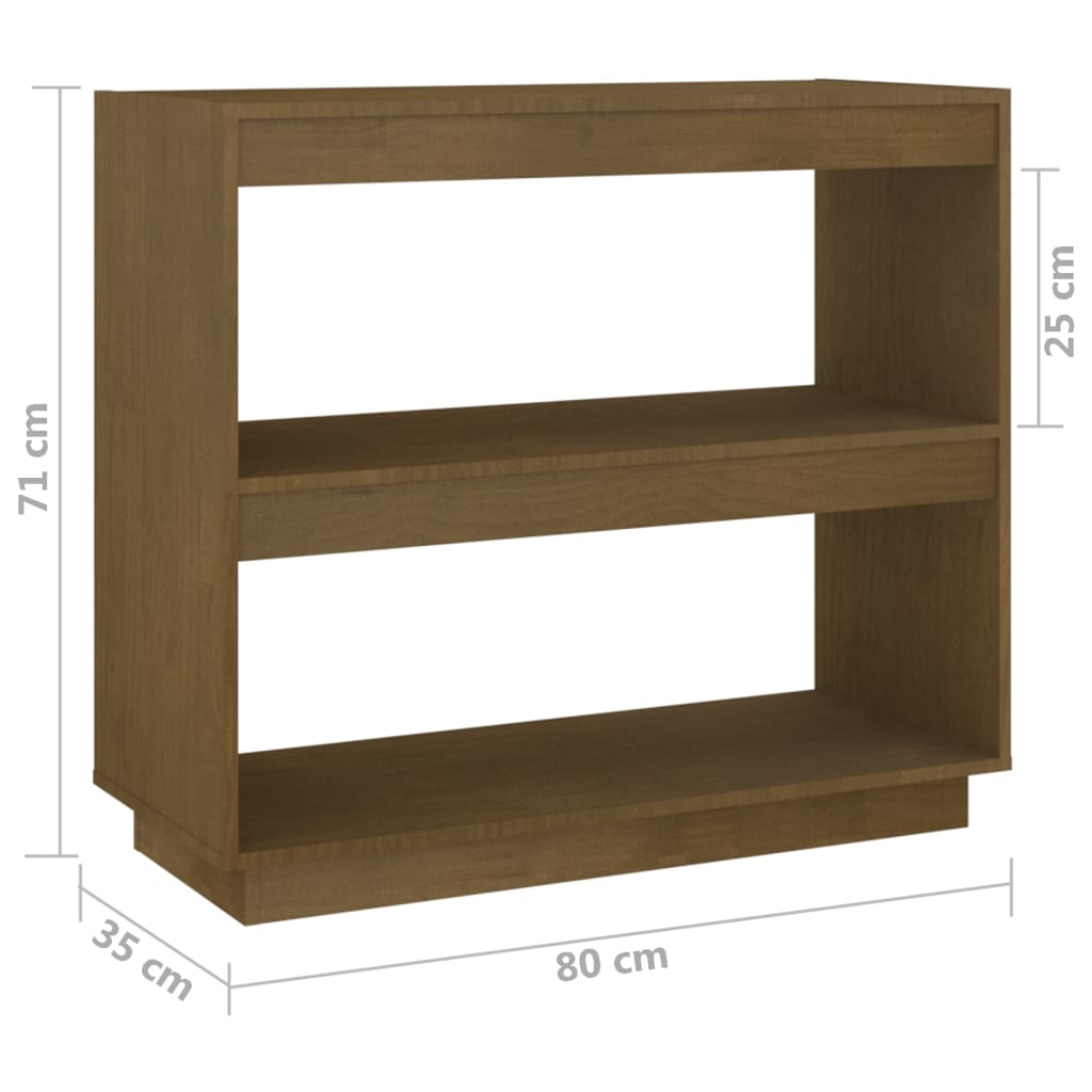 Bokhylla honungsbrun 80x35x71 cm massiv furu