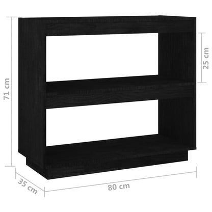 Bokhylla svart 80x35x71 cm massiv furu