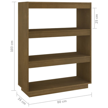 Bokhylla/Rumsavdelare honungsbrun 80x35x103 cm massiv furu