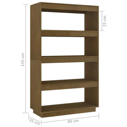 Bokhylla/Rumsavdelare honungsbrun 80x35x135 cm massiv furu