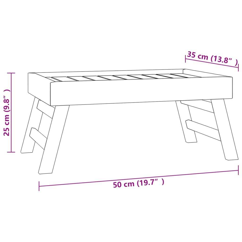 Hopfällbar bricka 55x35x25 cm massivt teakträ