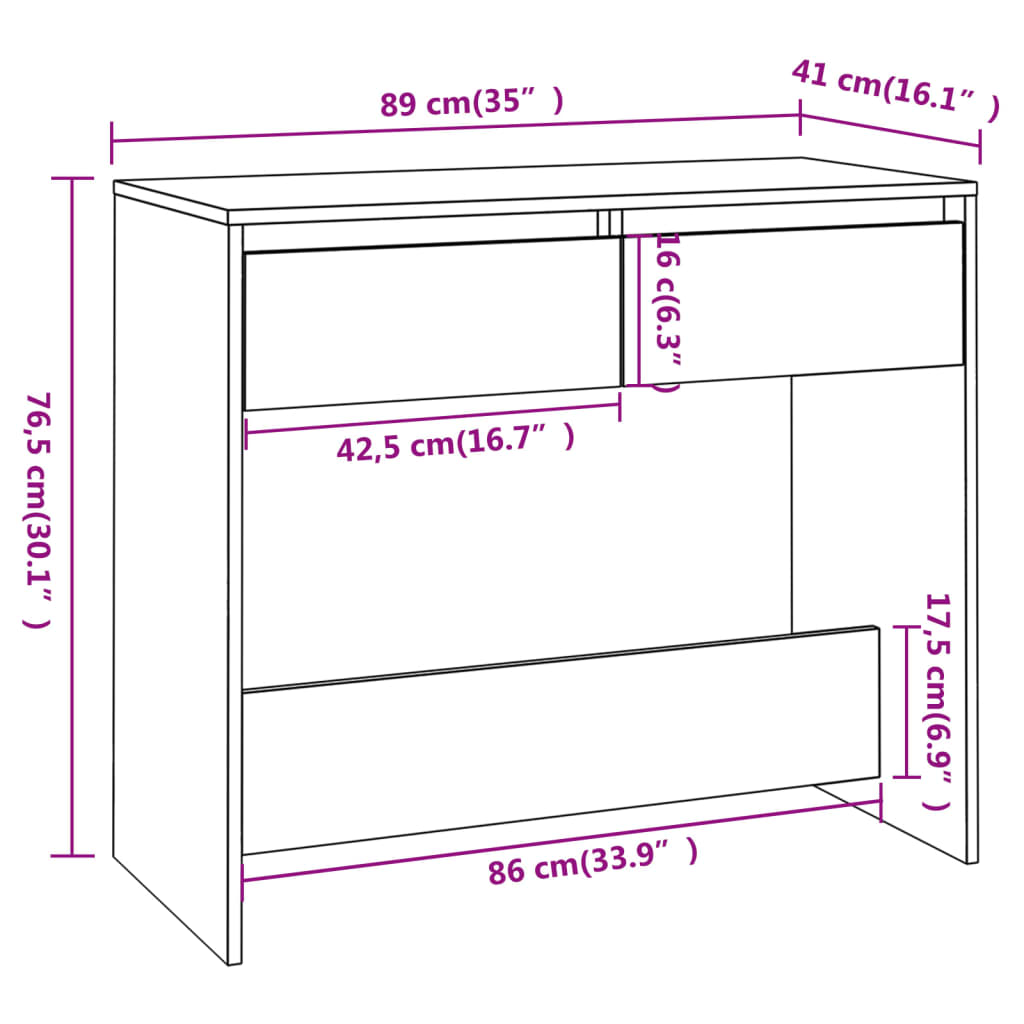 Avlastningsbord rökfärgad ek 89x41x76,5 cm konstruerat trä