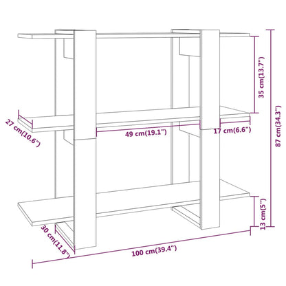 Bokhylla/rumsavdelare vit 100x30x87 cm