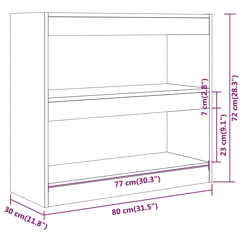 Bokhylla/rumsavdelare vit 80x30x72 cm