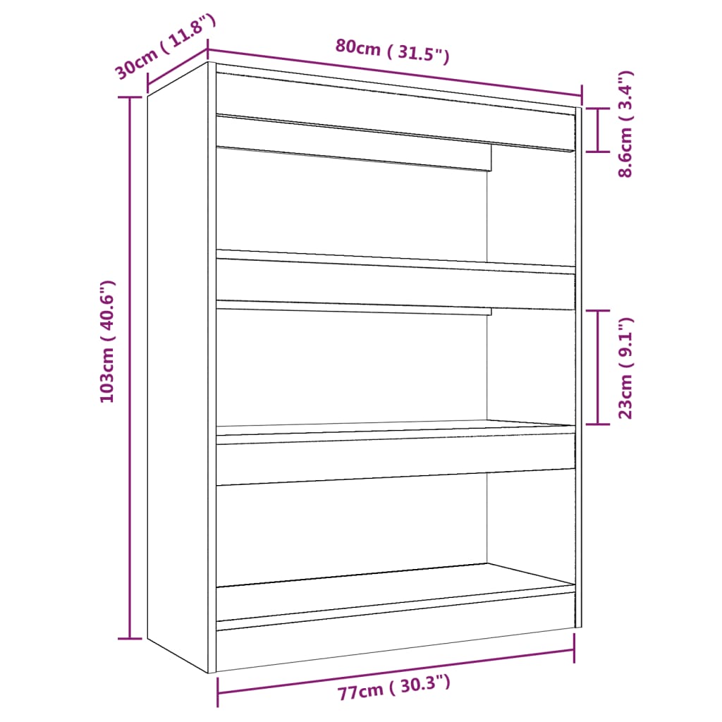 Bokhylla/Rumsavdelare svart 80x30x103 cm konstruerat trä