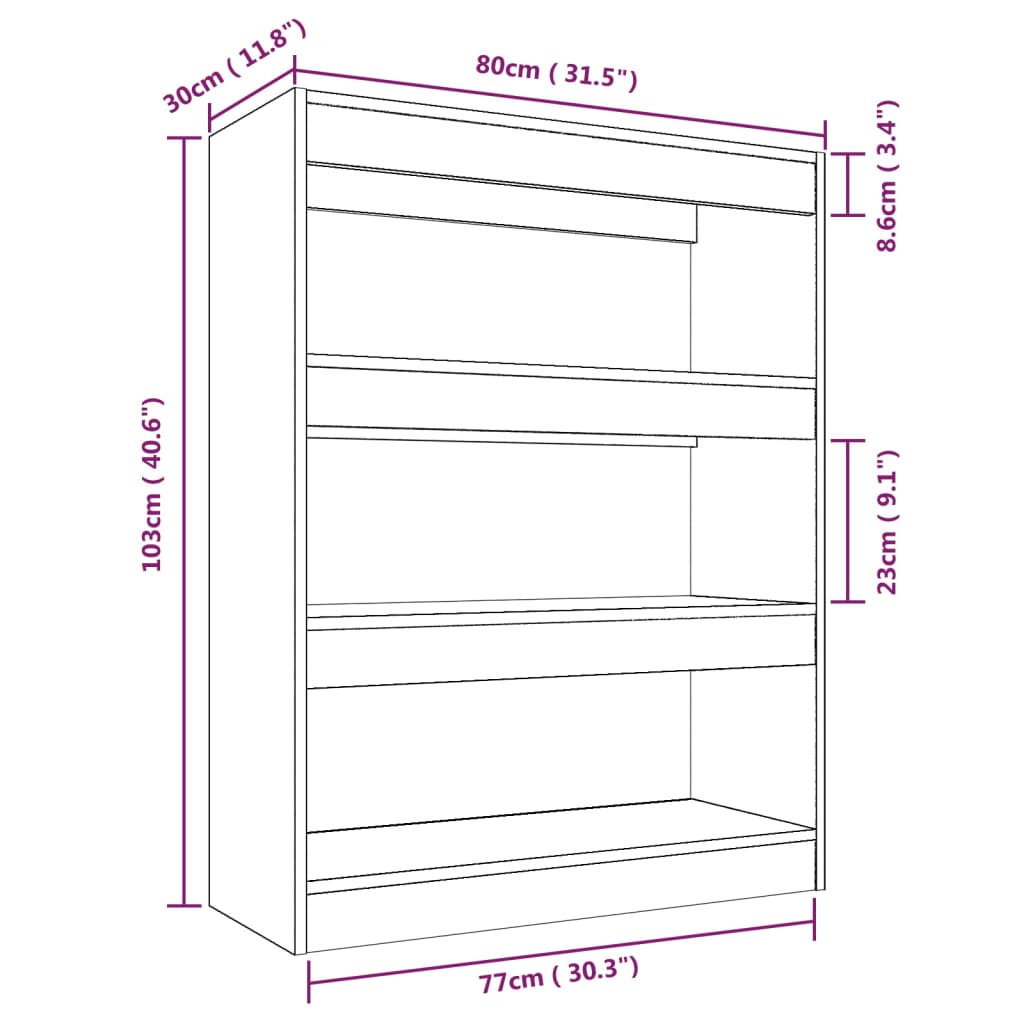 Bokhylla/Rumsavdelare svart 80x30x103 cm konstruerat trä