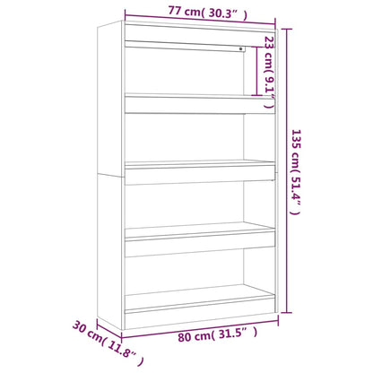 Bokhylla/rumsavdelare vit 80x30x135 cm konstruerat trä