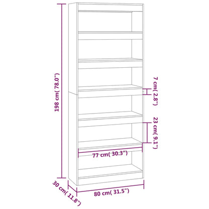 Bokhylla/rumsavdelare vit 80x30x198 cm konstruerat trä