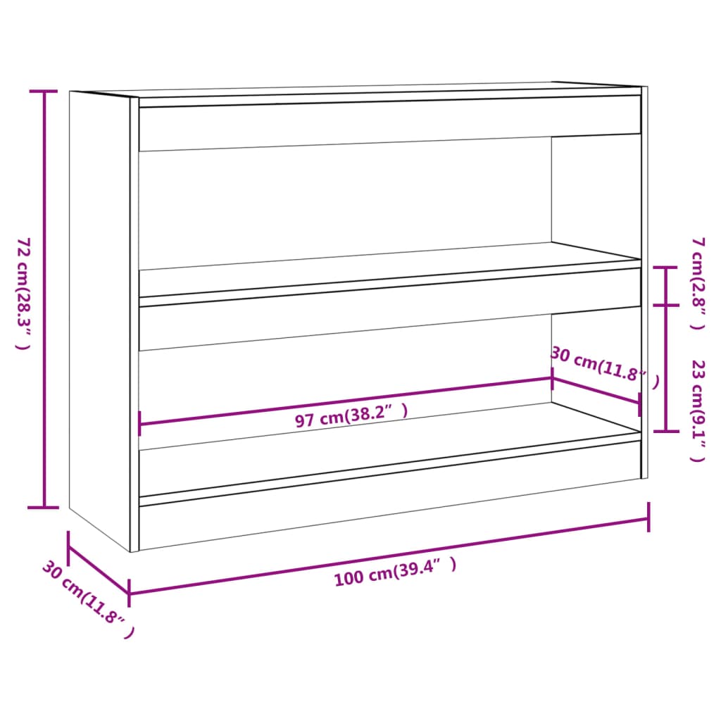 Bokhylla/Rumsavdelare sonoma-ek 100x30x72 cm