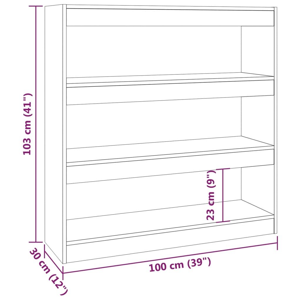 Bokhylla/rumsavdelare vit 100x30x103 cm