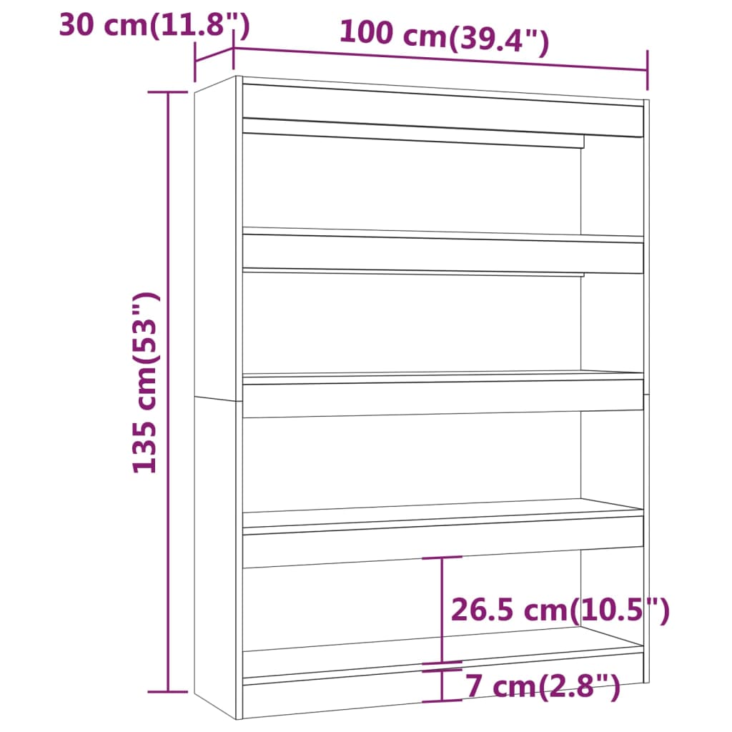 Bokhylla/Rumsavdelare vit 100x30x135 cm