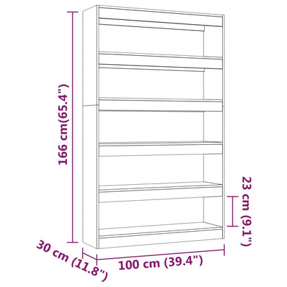 Bokhylla/Rumsavdelare vit 100x30x166 cm