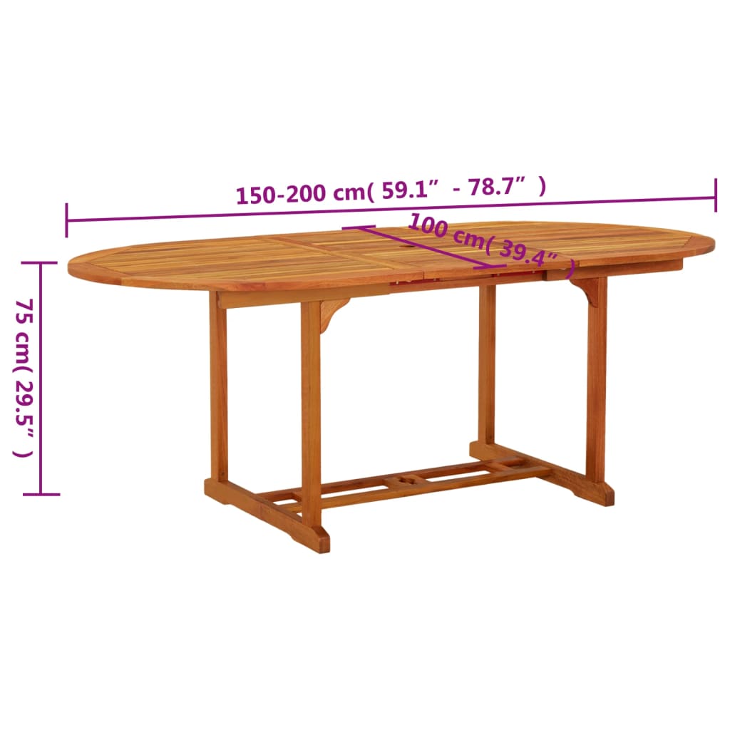 Trädgårdsbord 200x100x75 massivt eukalyptusträ