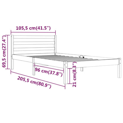 Sängram massiv furu 100x200 cm