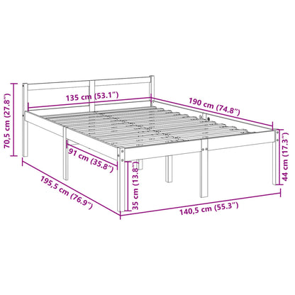 Säng vit 135x190 cm massiv furu