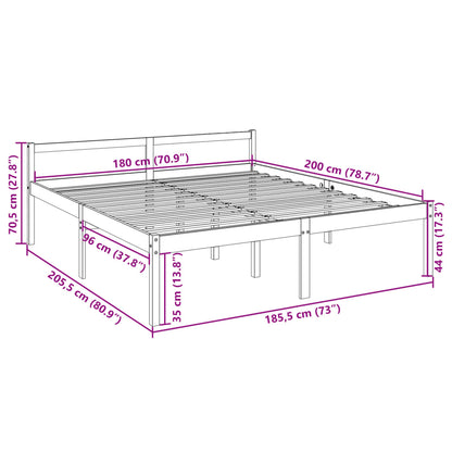 Säng vit 180x200 cm massiv furu