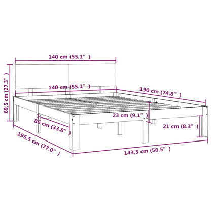 Sängram vit massiv furu 140x190 cm