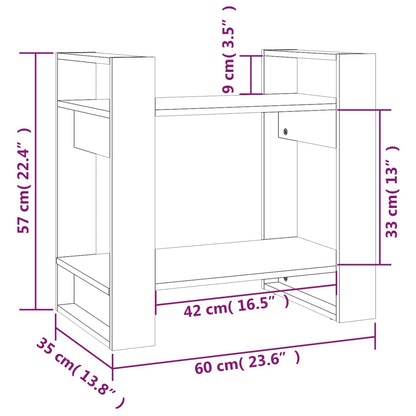 Bokhylla/Rumsavdelare vit 60x35x57 cm massiv furu