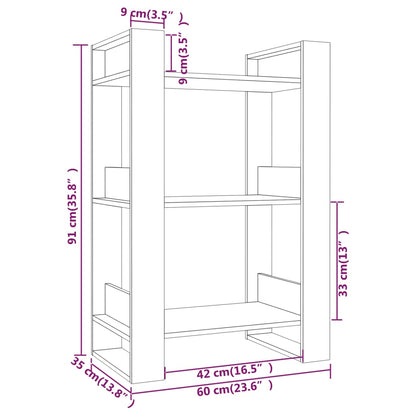 Bokhylla/Rumsavdelare honungsbrun 60x35x91 cm massiv furu