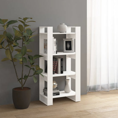 Bokhylla/rumsavdelare vit 60x35x125 cm massiv furu