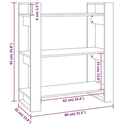 Bokhylla/rumsavdelare svart 80x35x91 cm massiv furu