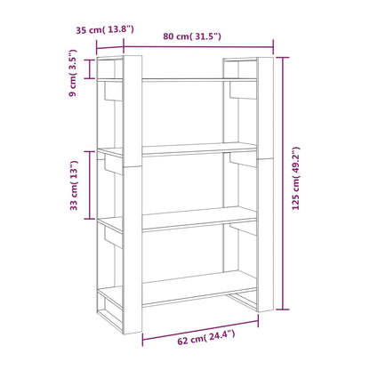 Bokhylla/Rumsavdelare svart 80x35x125 cm massiv furu