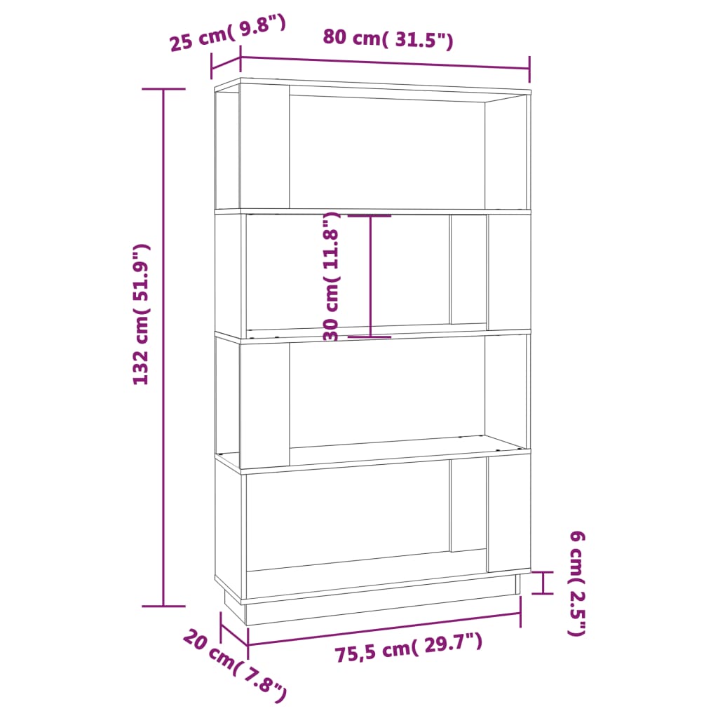 Bokhylla/Rumsavdelare honungsbrun 80x25x132 cm massiv furu