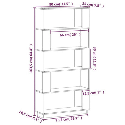 Bokhylla/rumsavdelare 80x25x163,5 cm massiv furu