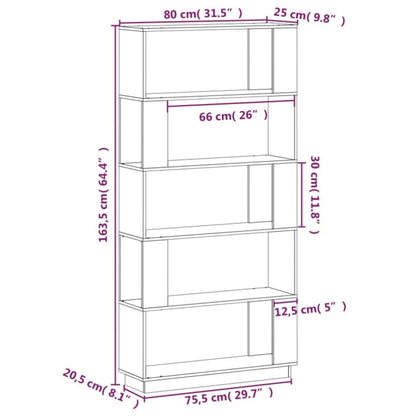 Bokhylla/Rumsavdelare svart 80x25x163,5 cm massiv furu