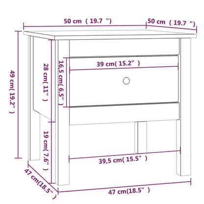 Sidobord 2 st grå 50x50x49 cm massivt furuträ