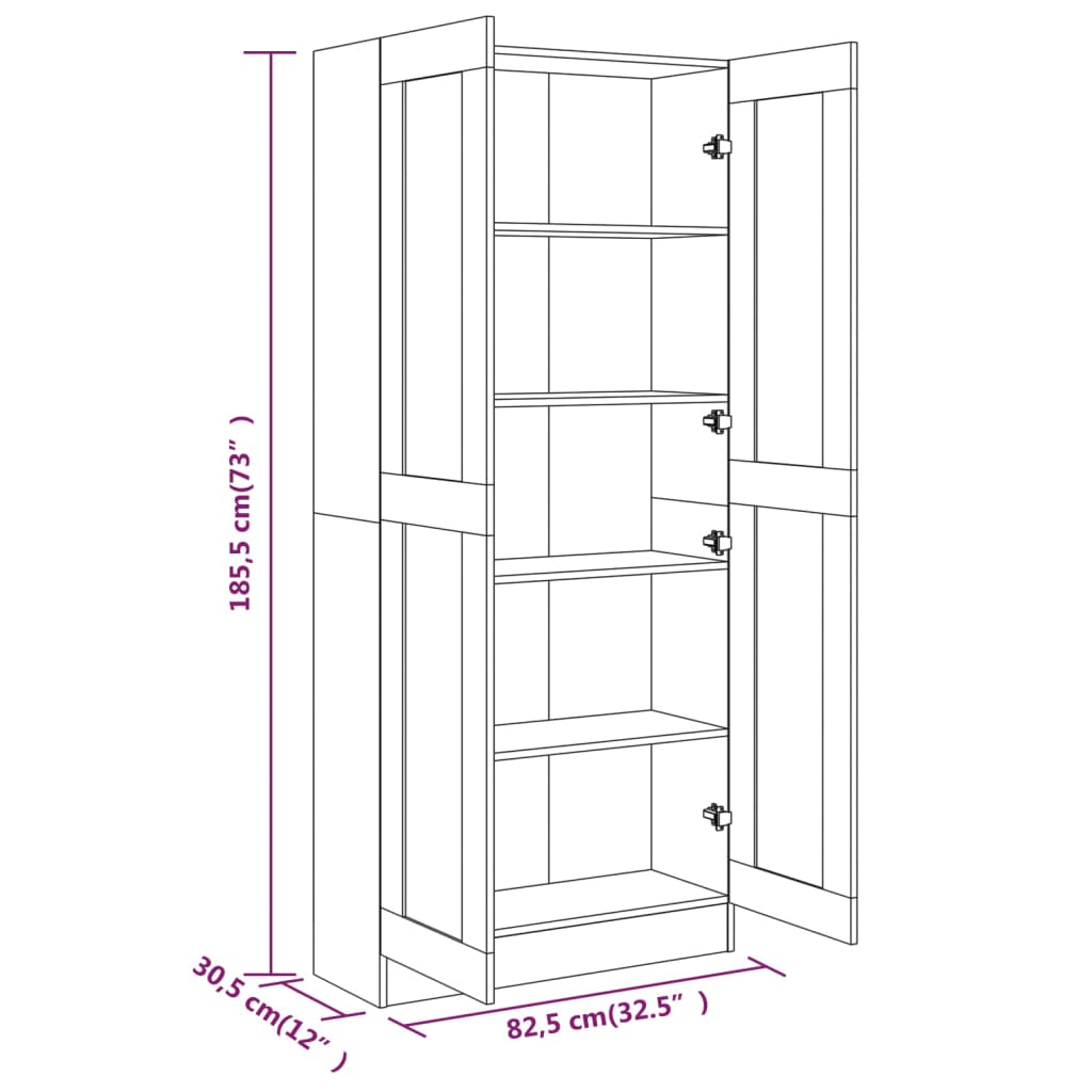 Bokhylla rökfärgad ek 82,5x30,5x185,5 cm konstruerat trä