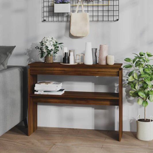 Avlastningsbord brun ek 102x30x80 cm konstruerat trä