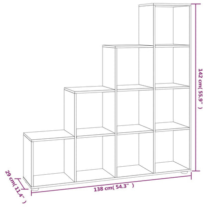 Bokhylla trappformad Svart 142 cm konstruerat trä