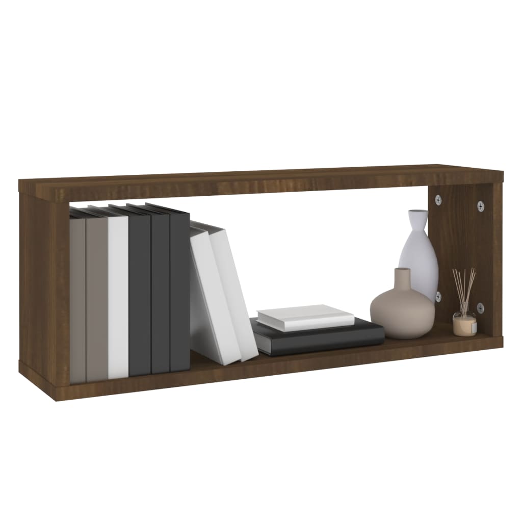 Vägghyllor 6 st brun ek 60x15x23 cm konstruerat trä