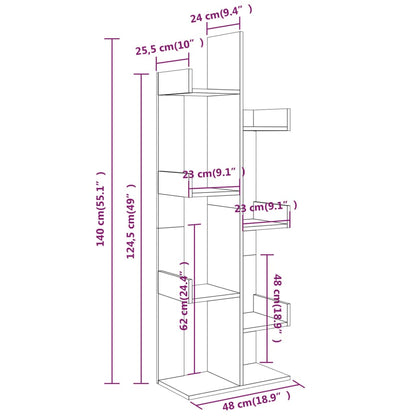 Bokhylla rökfärgad ek 48x25,5x140 cm konstruerat trä