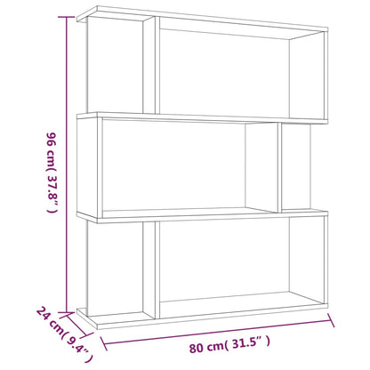 Bokhylla/rumsavdelare rökfärgad ek 80x24x96cm konstruerat trä