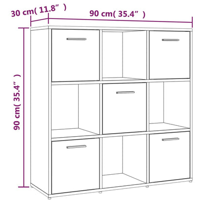 Bokhylla rökfärgad ek 90x30x90 cm konstruerat trä