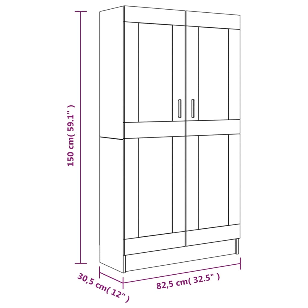 Bokhylla rökfärgad ek 82,5x30,5x150 cm konstruerat trä