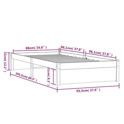 Sängram massivt trä 90x200 cm