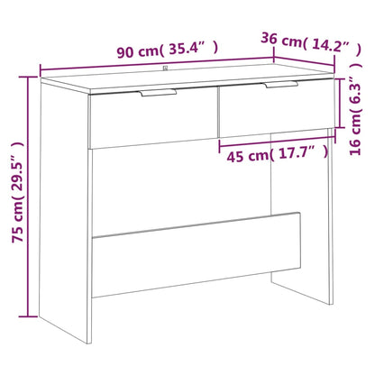 Konsolbord vit 90x36x75 cm konstruerat trä