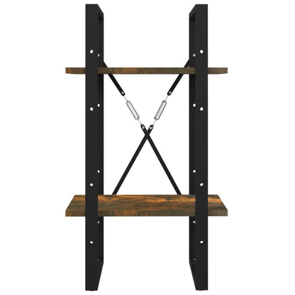 Bokhylla 2 hyllor rökfärgad ek 40x30x70 cm konstruerat trä