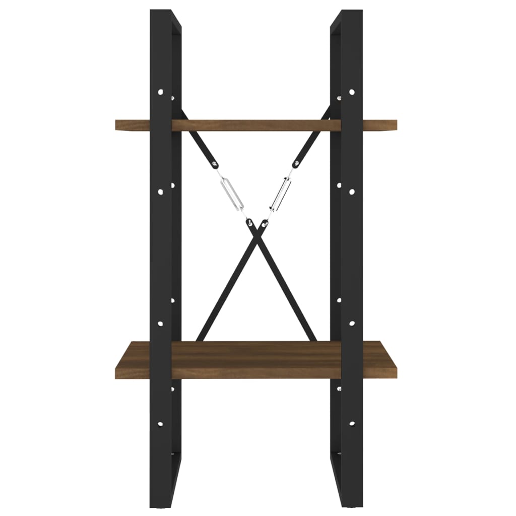 Bokhylla 2 hyllor brun ek 40x30x70 cm konstruerat trä