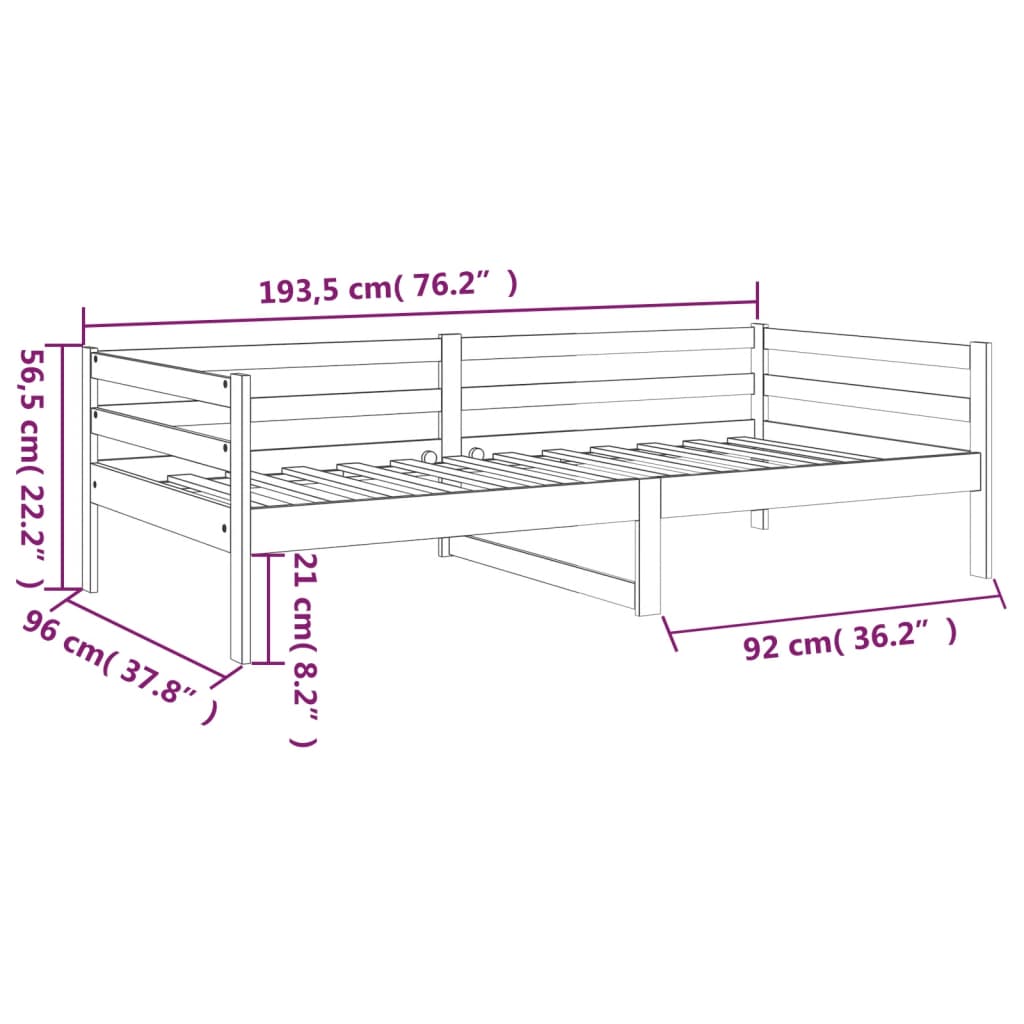 Dagbädd honungsbrun 90x190 cm massiv furu