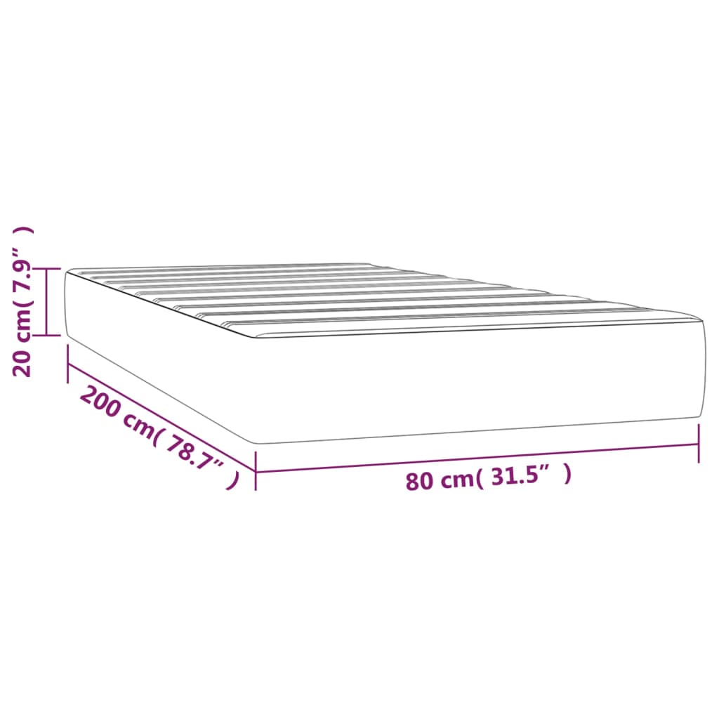 Pocketresårmadrass mörkbrun 80x200x20 cm tyg